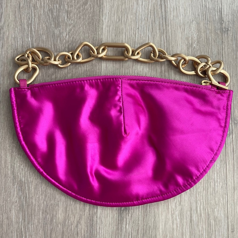 Cult Gaia Estrella Mini Anemone Pink Satin Gold Chain Shoulder Bag Chic Glam Y2K - Picture 7 of 12